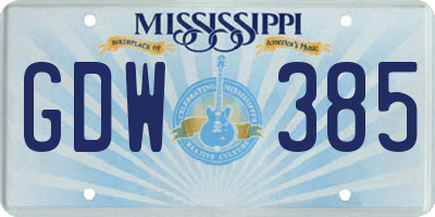 MS license plate GDW385