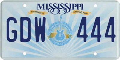 MS license plate GDW444