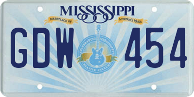 MS license plate GDW454