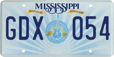 MS license plate GDX054