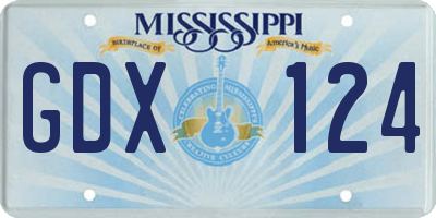 MS license plate GDX124