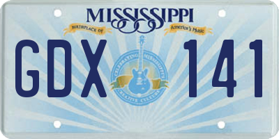 MS license plate GDX141