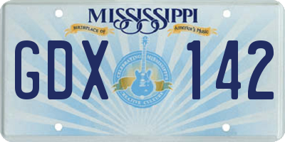 MS license plate GDX142