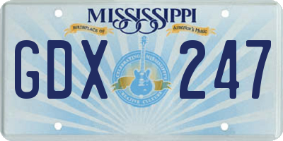 MS license plate GDX247