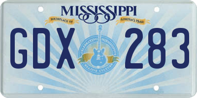 MS license plate GDX283