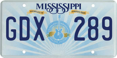MS license plate GDX289