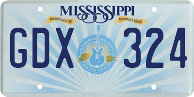 MS license plate GDX324