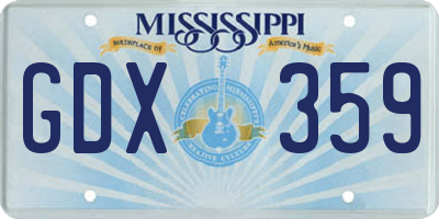 MS license plate GDX359