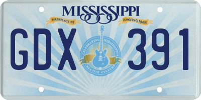 MS license plate GDX391