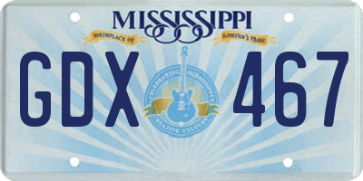 MS license plate GDX467