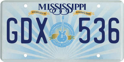 MS license plate GDX536