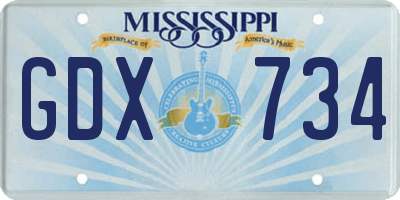 MS license plate GDX734