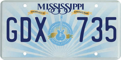 MS license plate GDX735