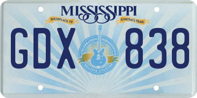 MS license plate GDX838