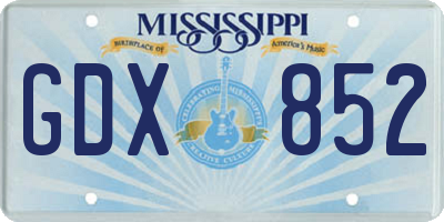 MS license plate GDX852