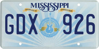 MS license plate GDX926