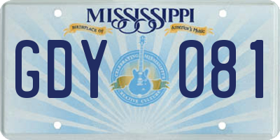 MS license plate GDY081