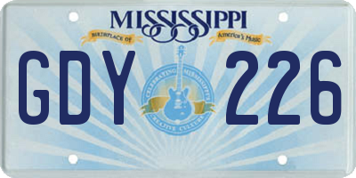 MS license plate GDY226