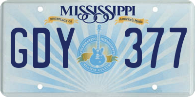 MS license plate GDY377