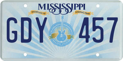 MS license plate GDY457