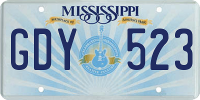 MS license plate GDY523