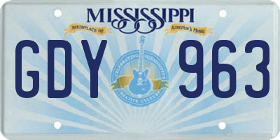 MS license plate GDY963