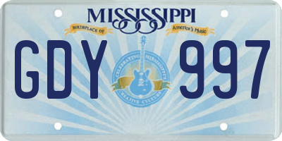 MS license plate GDY997
