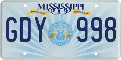MS license plate GDY998