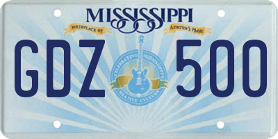 MS license plate GDZ500