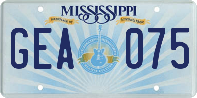 MS license plate GEA075