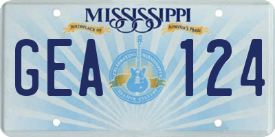 MS license plate GEA124