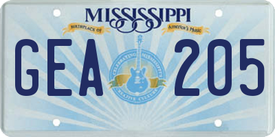 MS license plate GEA205