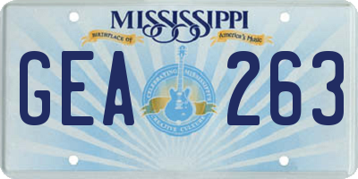 MS license plate GEA263