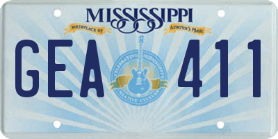 MS license plate GEA411