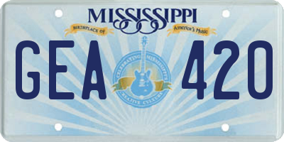 MS license plate GEA420