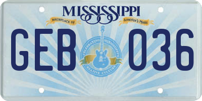 MS license plate GEB036