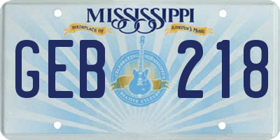MS license plate GEB218