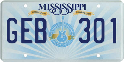MS license plate GEB301