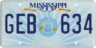 MS license plate GEB634