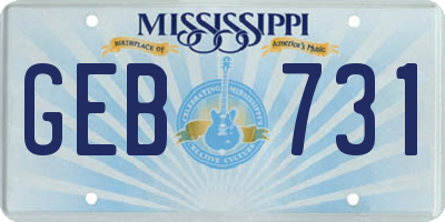 MS license plate GEB731