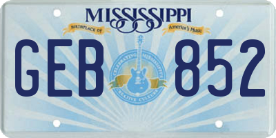 MS license plate GEB852