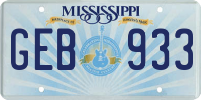 MS license plate GEB933