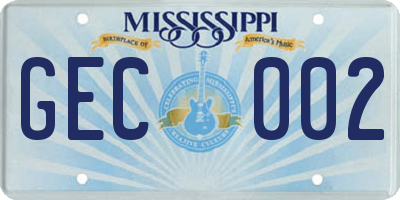 MS license plate GEC002