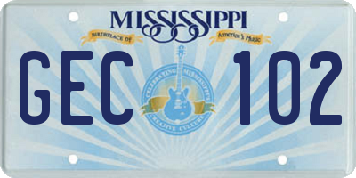 MS license plate GEC102