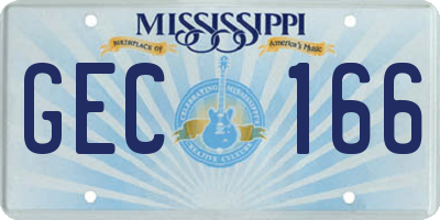 MS license plate GEC166