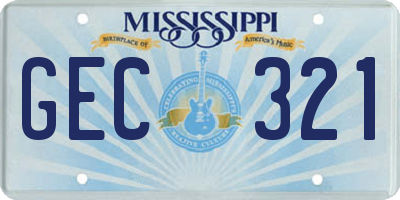 MS license plate GEC321