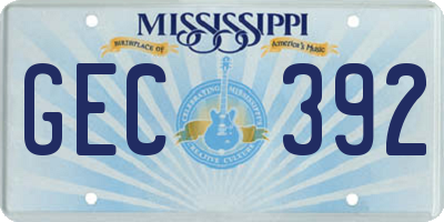 MS license plate GEC392