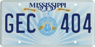 MS license plate GEC404
