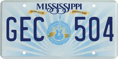 MS license plate GEC504