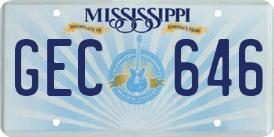 MS license plate GEC646